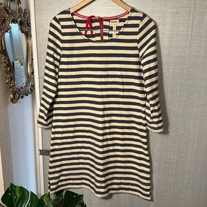 Hatley blue cream Striped red zipper cotton short sleeve nautical Dress Size M